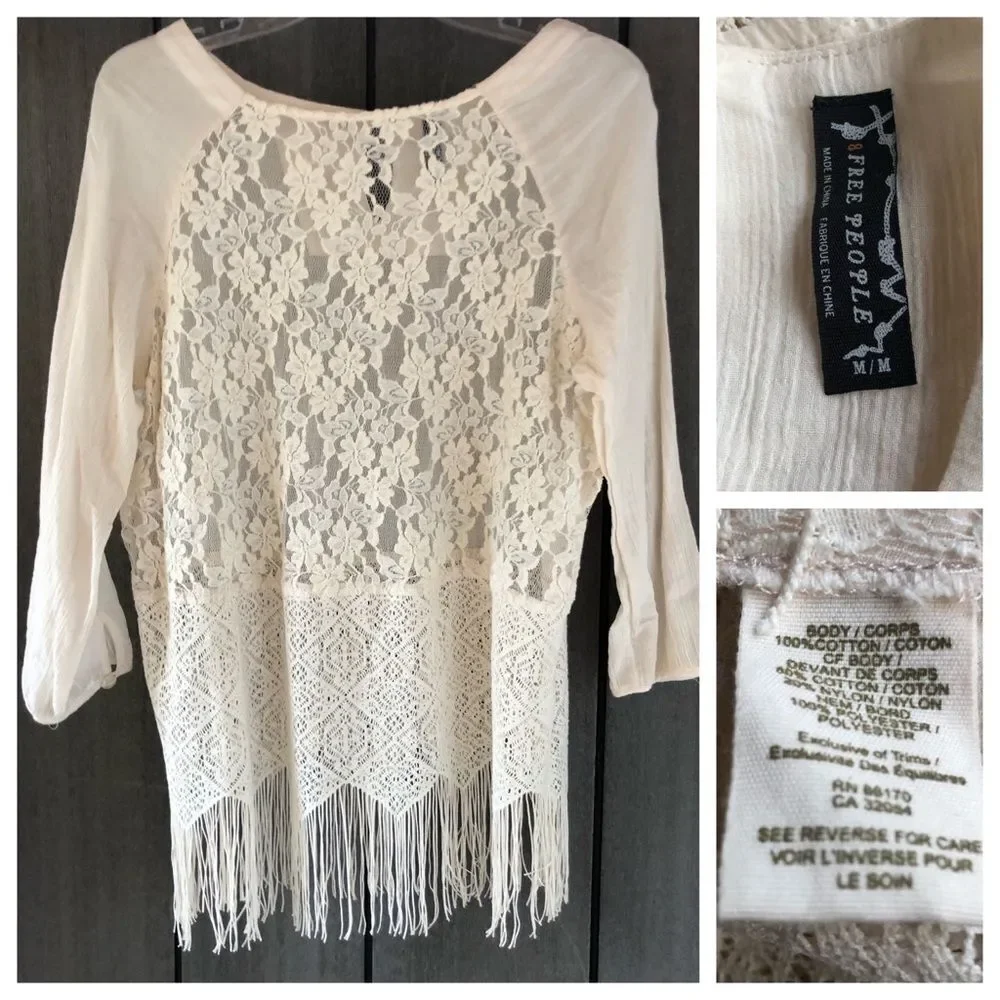 Free People Lace Top With Fringe‎